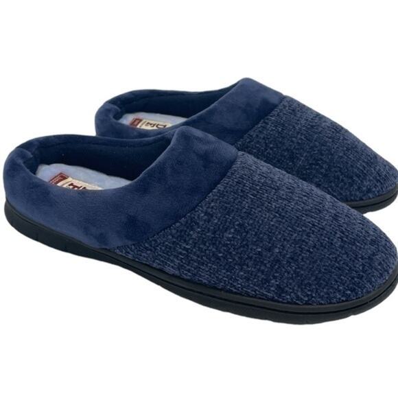 DF by Dearfoams Chenille slippers navy blue women’s size large 9-10 - Picture 1 of 9